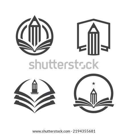 Minimal education logo design template, the concept for academy, graduation. Pen, pencil, and cap iconic concept.