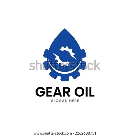 Water drop vector logo design with gears cogs concept , illustration of water drop with gears cogs for liquid oil eco energy and industrial company.