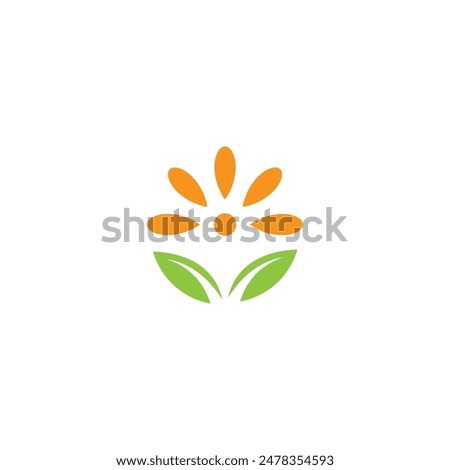 sun leaf logo vector template art design