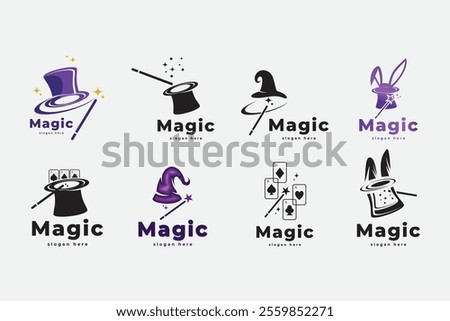 Magic hat with stick star logo design inspiration