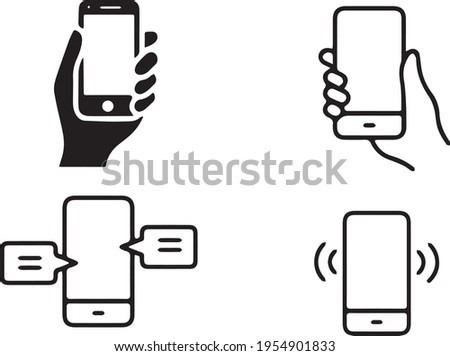 phone, mobile devices in vector graphics. phone held or pressed by the hand. dialing a number. vector graphics for mobile range websites, phone applications