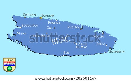 Map of Croatian isle of Brac