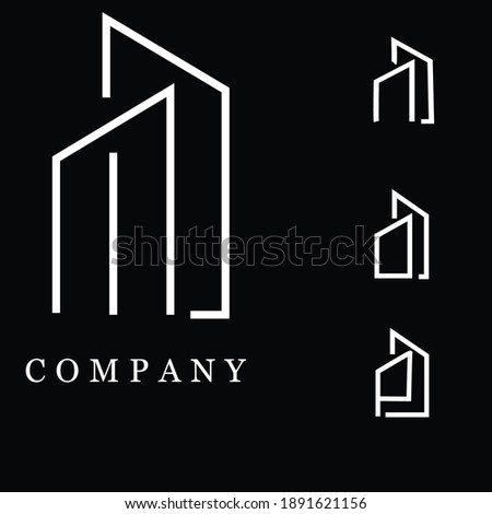 real estate building combined letter M, N, O, P logo Foto stock © 