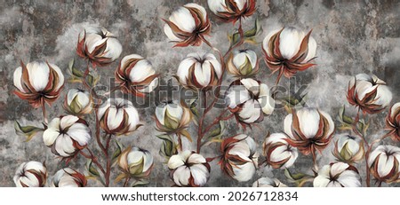 cotton buds drawn art, texture background with cotton, photo wallpaper in the room, wallpaper on the wall