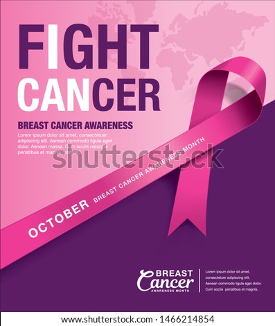 Breast Cancer Awareness Month poster design with pink ribbon