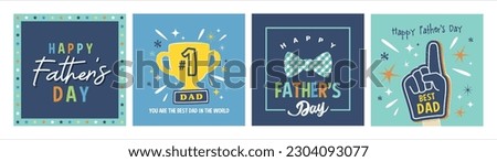 Set of 4 Father's day vector illustration, design element for greeting card, poster, banner and flyer.