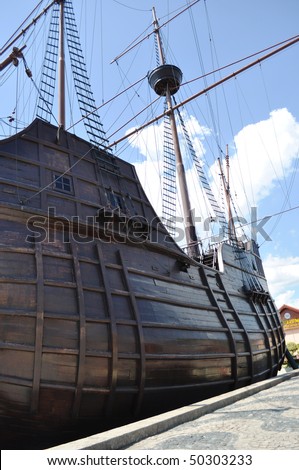 old wooden ship on land