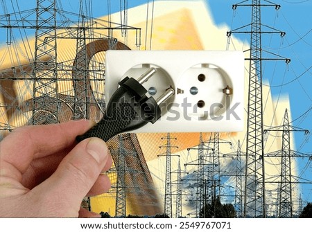 Similar – Image, Stock Photo Socket and euro bills placed in the shape of a circle. Concept of saving electricity at home. Euro banknotes. Electricity costs and expensive energy concept