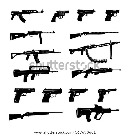 Guns Black And White Icons- Illustration - 369698681 : Shutterstock