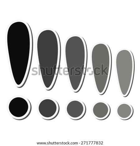 Black and white sticker exclamation marks set.