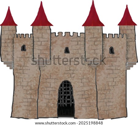 Medieval Castle with Turrets and Draw Gate