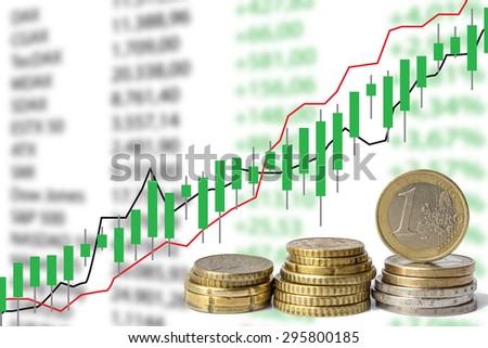 stock market chart , illustration - euro coins, euro money