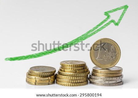 Stack of Euro coins isolated - euro money,savings conceptual