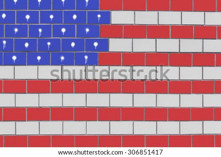 American flag / USA flag painted on brick wall