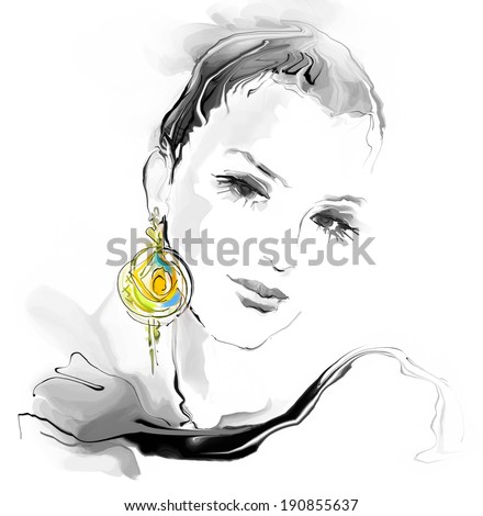 beautiful young woman with earring