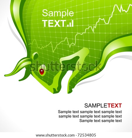 Bull frame green. Business and finance symbol