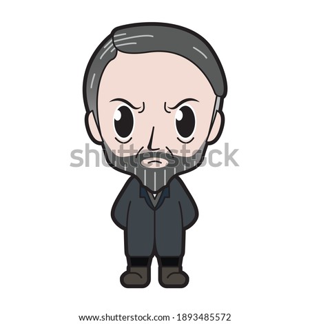 Vector Caricature Illustration of The Classical Sociology Figure; Max Weber, Standing on a Blank Background - JAKARTA, INDONESIA - August 30, 2020