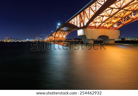Korea/Seongsan Bridge at night/Han river with Seongsan bridge at night,korea