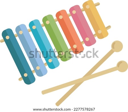 musical instruments xylophone multicolored with sticks on a white background vector illustration