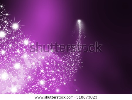 Abstract Bright Falling Star - Shooting Star with Twinkling Star Trail on Dark Violet Abstract Background - Meteoroid, Comet, Asteroid - Backdrop Graphic Illustration