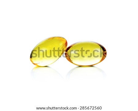 fish oil capsules isolated on the white background.