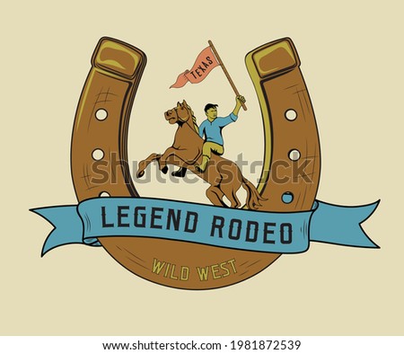 texas legend rodeo wild west cowboy vector illustration 