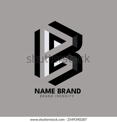 logo design that forms the letter B with a geometric style, flat, without color gradation, colour blue, flat desain B logo, letter B logo