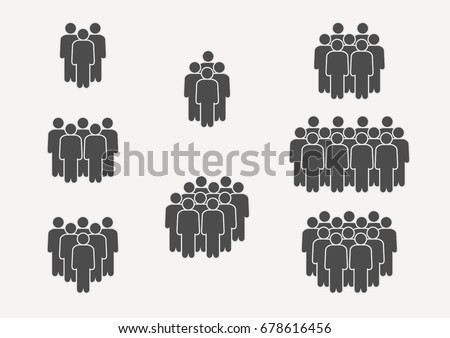 People Icon set in trendy flat style isolated on background. Crowd signs. Persons symbol for your infographics web site design, logo, app, UI. Vector illustration, EPS10.