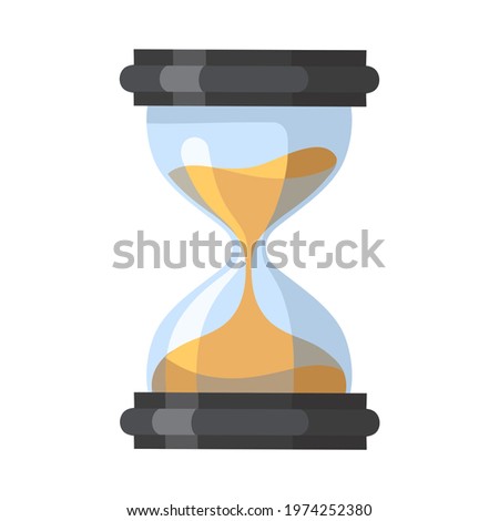 Sand running through the bulbs of an hourglass measuring the passing time in a countdown to a deadline vector illustration