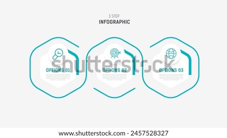 Three Step Infographic label design Vector template with line icons. process steps diagram, presentations, workflow layout, banner, flow chart, info graph vector illustration.