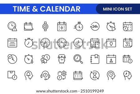 Time, clock and Calendar related line icon set. modern line icon illustration collection