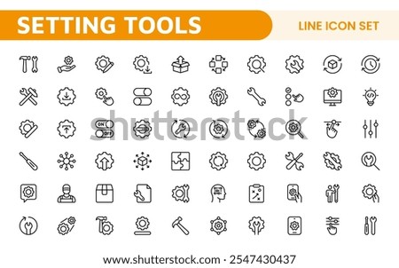 Settings and Maintenance Icon Set. Sleek and functional icons for user interfaces, perfect for enhancing apps and websites with intuitive navigation for settings, updates, and maintenance.