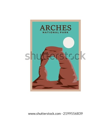 arches national park vintage poster illustration designs