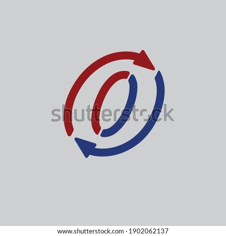 letters O red blue arrows pointing up down logo 