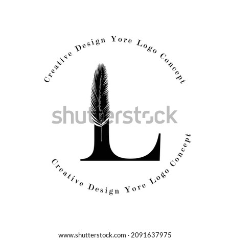 Elegant Letter L Logo with Logo Icons Palm Tree Leaf Pattern Texture Design. Creative Palm Tree Lettering Logo with Natural Bio Organic Ideas Modern Leaves.
 Foto stock © 