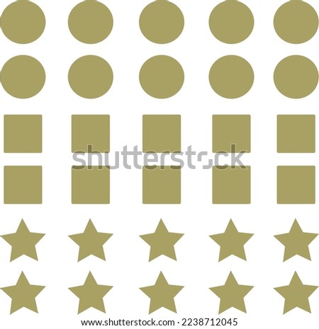 set isolated shapes circles squares asterisks yellow