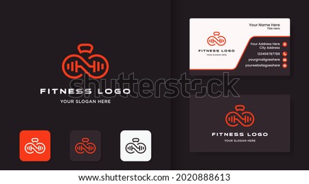 infinity fitness logo design using outline concept and business card