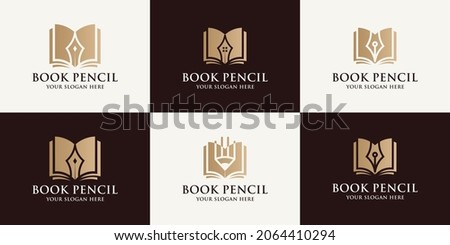 book pencil inspiration logo for educational symbol