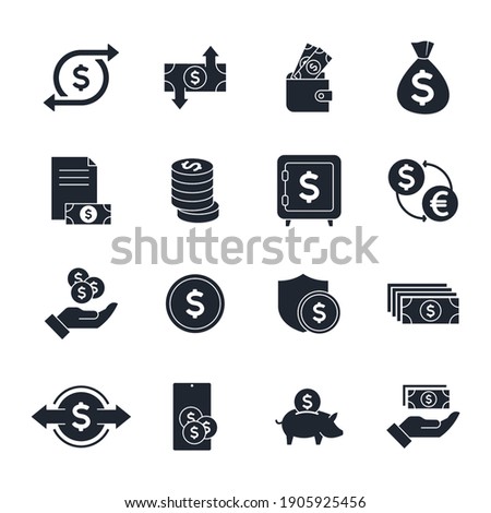 Money Related Vector Set Icon. Payment Money symbol pack vector illustration
