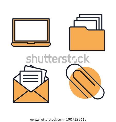 office workspace and workplace set icon. Office and business pack symbol vector illustration.