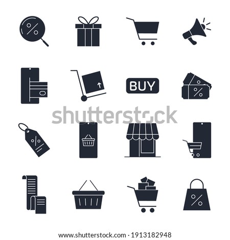 Set of Shopping and Market icon. Store pack symbol template for graphic and web design collection logo vector illustration