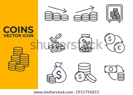 Set of Coins icon. money coin business coin pack symbol template for graphic and web design collection logo vector illustration