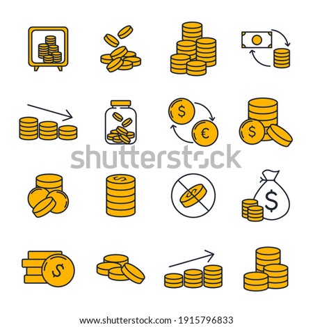 Set of Coins icon. money coin business coin pack symbol template for graphic and web design collection logo vector illustration