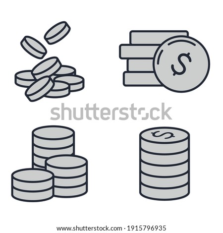 Set of Coins icon. money coin business coin pack symbol template for graphic and web design collection logo vector illustration