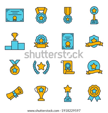 Set of Award icon. Award medal pictograms pack symbol template for graphic and web design collection logo vector illustration