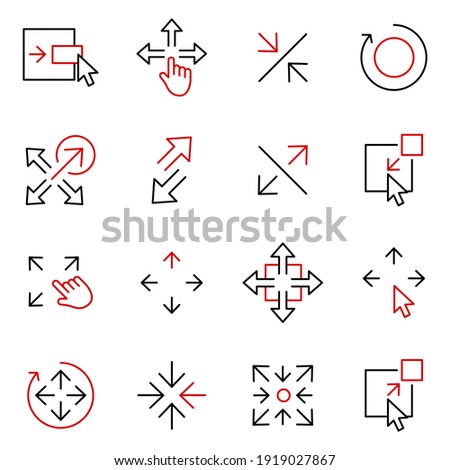 Set of Scaling Arrow icon. Resize pack symbol template for graphic and web design collection logo vector illustration