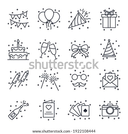 Set of Party icon. Party Festival pack symbol template for graphic and web design collection logo vector illustration