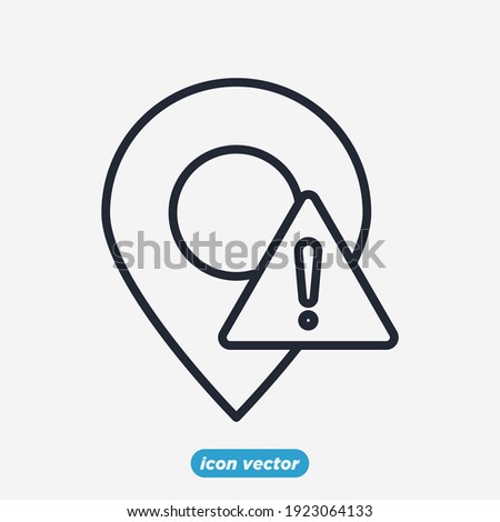 pin location warning icon. Exclamation mark. Warning Information sign symbol template for graphic and web design collection logo vector illustration