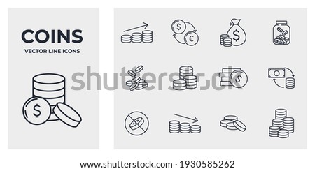 Set of Coins icon. money coin business coin pack symbol template for graphic and web design collection logo vector illustration