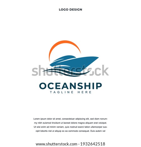 Creative ocean Cruise ship icon logo design vector illustration. nautical sailing boat logo design color editable